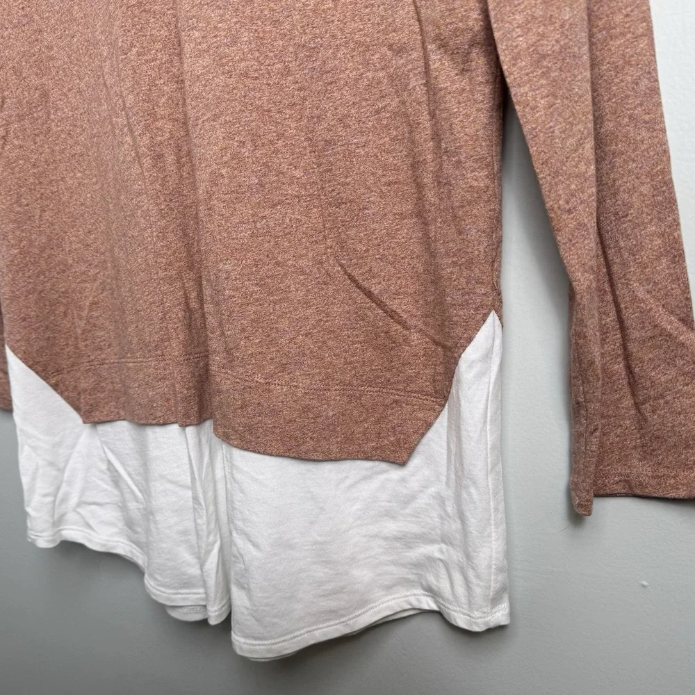 J Jill Women's XS Dusty Rose Layered Vneck Long Sleeve Top Cotton - Picture 4 of 7